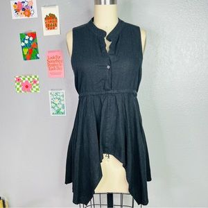 Anthropologie hazel linen blend, asymmetrical, sleeveless blouse, size small
